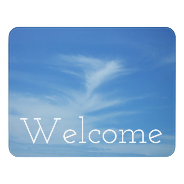 Blue Sky with White Clouds Abstract Nature Photo Door Sign (Contemporary Front)