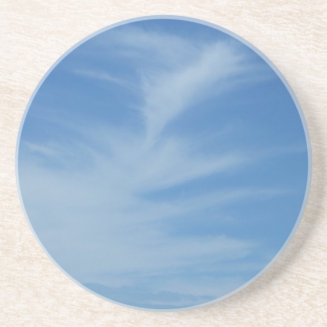 Blue Sky with White Clouds Abstract Nature Photo Drink Coaster (Front)