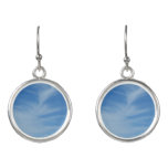 Blue Sky with White Clouds Abstract Nature Photo Earrings