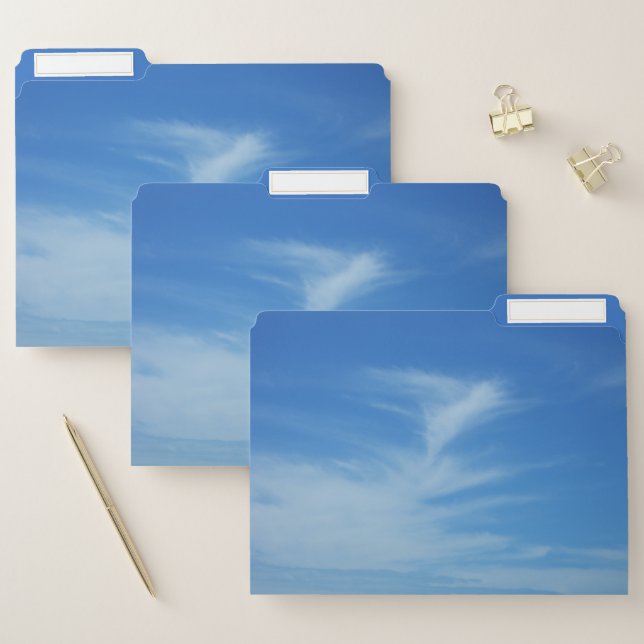 Blue Sky with White Clouds Abstract Nature Photo File Folder (Set)