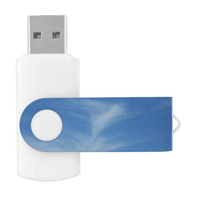 Blue Sky with White Clouds Abstract Nature Photo Flash Drive (Opened)