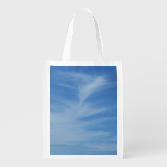Blue Sky with White Clouds Abstract Nature Photo Grocery Bag (Front)