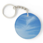 Blue Sky with White Clouds Abstract Nature Photo Keychain
