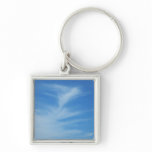 Blue Sky with White Clouds Abstract Nature Photo Keychain