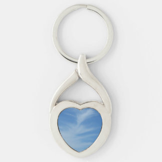 Blue Sky with White Clouds Abstract Nature Photo Keychain