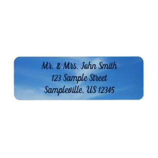 Blue Sky with White Clouds Abstract Nature Photo Label