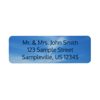 Blue Sky with White Clouds Abstract Nature Photo Label