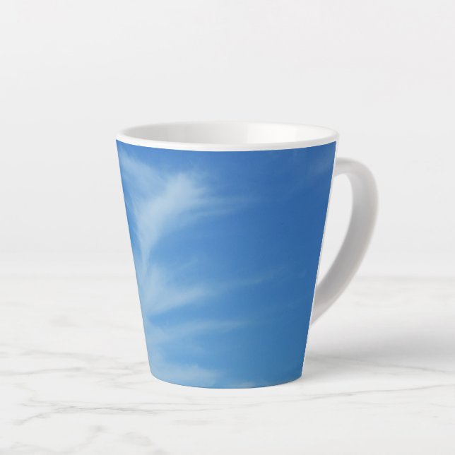 Blue Sky with White Clouds Abstract Nature Photo Latte Mug (Right Angle)