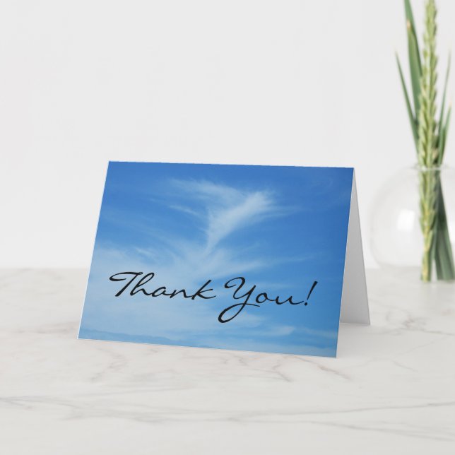 Blue Sky with White Clouds Abstract Nature Photo Letterpress Thank You Card (Front)
