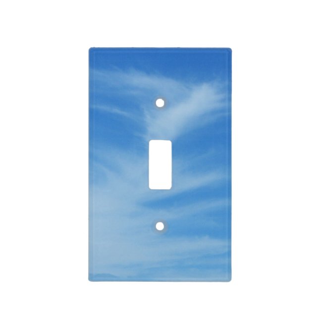 Blue Sky with White Clouds Abstract Nature Photo Light Switch Cover (Front)