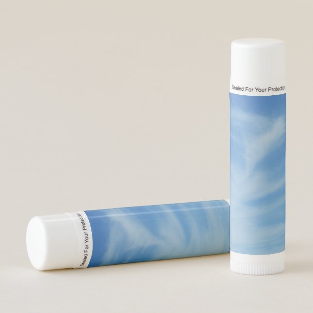 Blue Sky with White Clouds Abstract Nature Photo Lip Balm (Front)