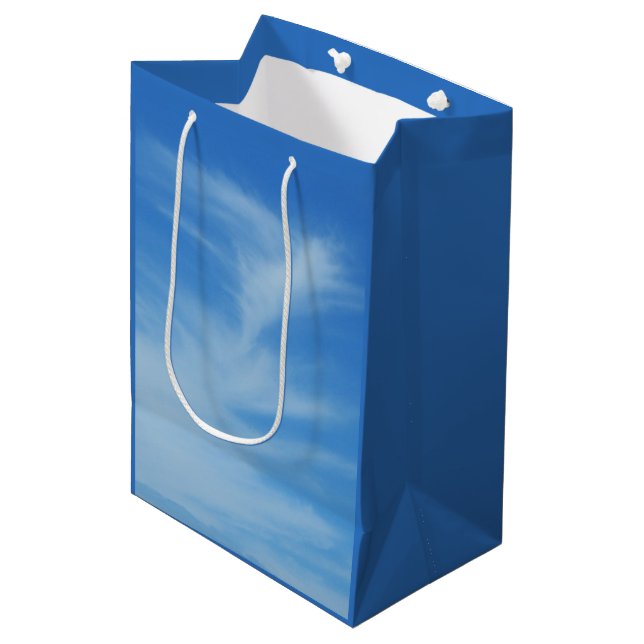 Blue Sky with White Clouds Abstract Nature Photo Medium Gift Bag (Front Angled)
