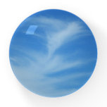 Blue Sky with White Clouds Abstract Nature Photo Paperweight
