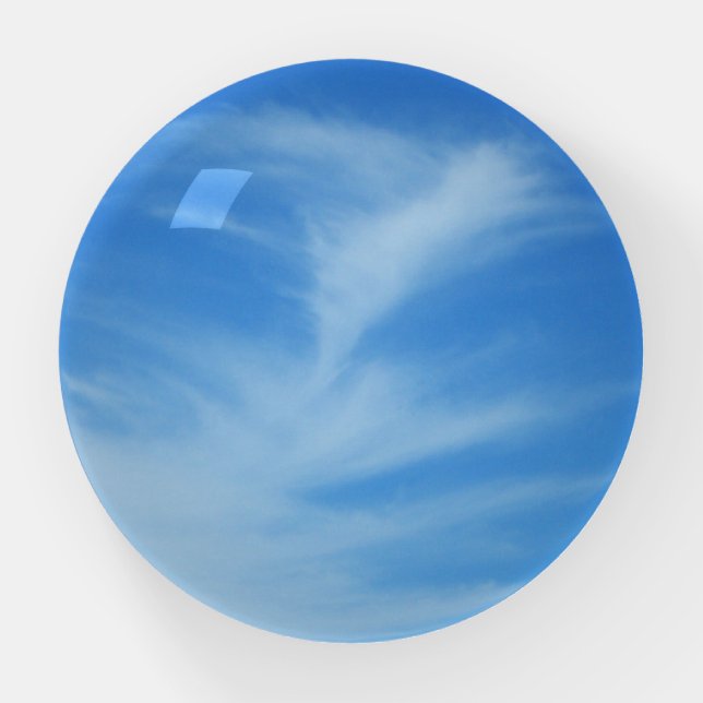 Blue Sky with White Clouds Abstract Nature Photo Paperweight (Front)