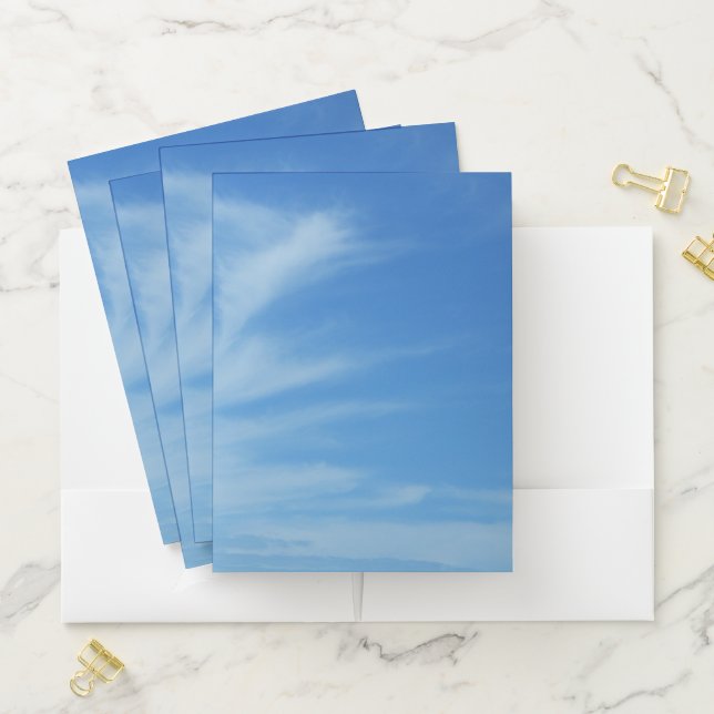 Blue Sky with White Clouds Abstract Nature Photo Pocket Folder (In Situ)
