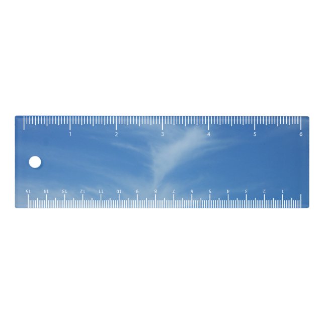 Blue Sky with White Clouds Abstract Nature Photo Ruler (Front)