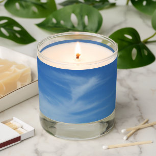 Blue Sky with White Clouds Abstract Nature Photo Scented Candle