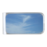 Blue Sky with White Clouds Abstract Nature Photo Silver Finish Money Clip