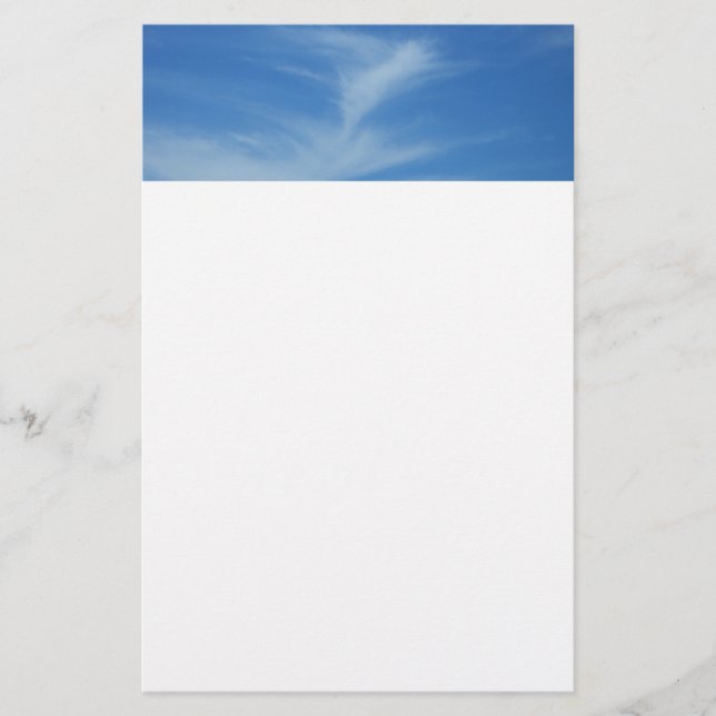 Blue Sky with White Clouds Abstract Nature Photo Stationery (Front)