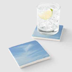 Blue Sky with White Clouds Abstract Nature Photo Stone Coaster