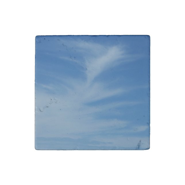 Blue Sky with White Clouds Abstract Nature Photo Stone Magnet (Front)