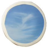 Blue Sky with White Clouds Abstract Nature Photo Sugar Cookie (Front)