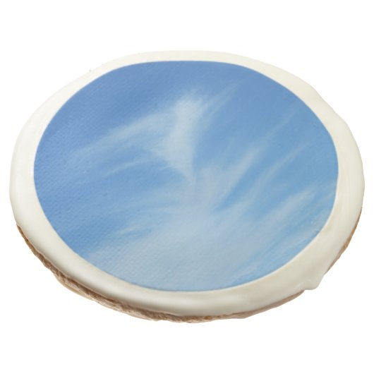 Blue Sky with White Clouds Abstract Nature Photo Sugar Cookie (Angled)