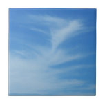 Blue Sky with White Clouds Abstract Nature Photo Tile