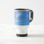Blue Sky with White Clouds Abstract Nature Photo Travel Mug