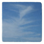 Blue Sky with White Clouds Abstract Nature Photo Trivet