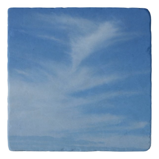 Blue Sky with White Clouds Abstract Nature Photo Trivet (Front)