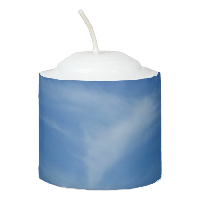 Blue Sky with White Clouds Abstract Nature Photo Votive Candle (Front)