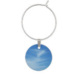 Blue Sky with White Clouds Abstract Nature Photo Wine Charm
