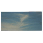 Blue Sky with White Clouds Abstract Nature Photo Wood Flash Drive