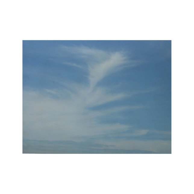 Blue Sky with White Clouds Abstract Nature Photo Wood Poster (Front)