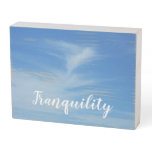 Blue Sky with White Clouds Abstract Nature Photo Wooden Box Sign