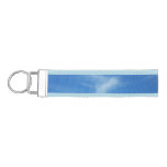 Blue Sky with White Clouds Abstract Nature Photo Wrist Keychain