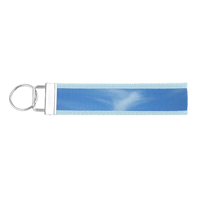 Blue Sky with White Clouds Abstract Nature Photo Wrist Keychain (Keys on Left)