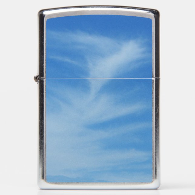 Blue Sky with White Clouds Abstract Nature Photo Zippo Lighter (Front)
