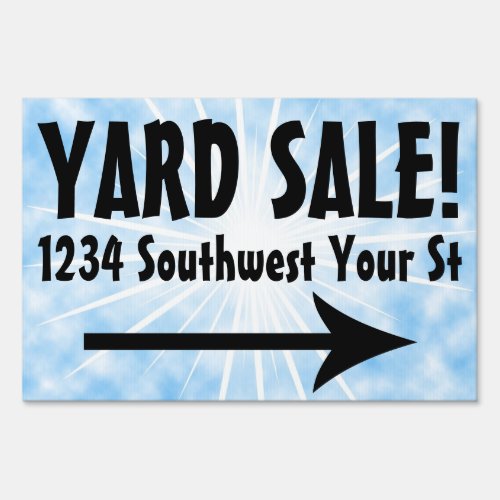 Blue Sky Yard Sale Customizable Sign