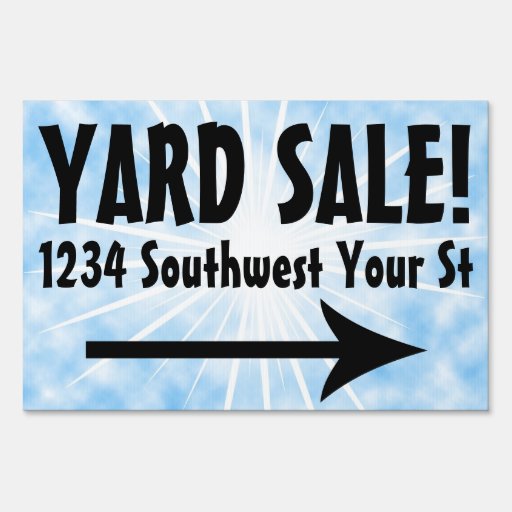 Blue Sky Yard Sale Customizable Sign | Zazzle