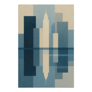 Blue Skyline - Geometric Reflections Poster
