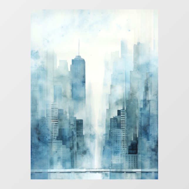 Blue Skyline Wall Decal (Front)