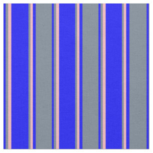 Blue, Slate Gray & Light Pink Stripes Fabric