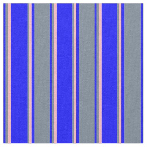 Blue, Slate Gray & Light Pink Stripes Fabric
