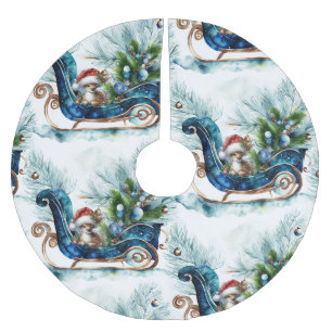 Blue Sled Baby Reindeer Brushed Polyester Tree Skirt