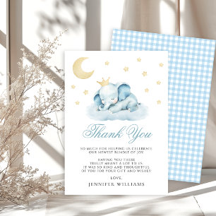 Blue Sleeping Little Elephant Baby Shower Thank You Card