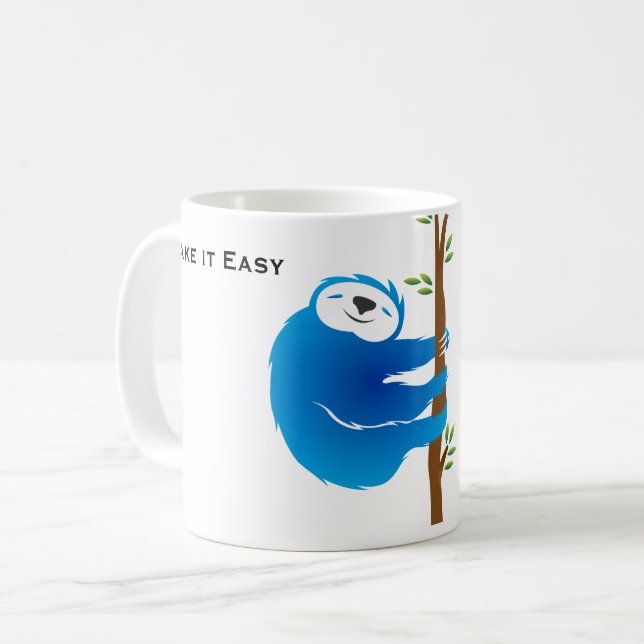 Blue Sloth Take It Easy, Nice and Slow Coffee Mug (Front Left)