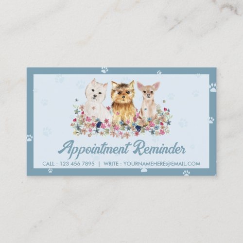 Blue Small Dogs Paw Pet Sitter Appointment Business Card