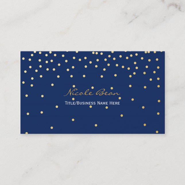 Blue Small Gold Foil Confetti Dots Business Card (Front)